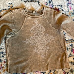 Vintage Rhinestone Long Sleeve Crop Top